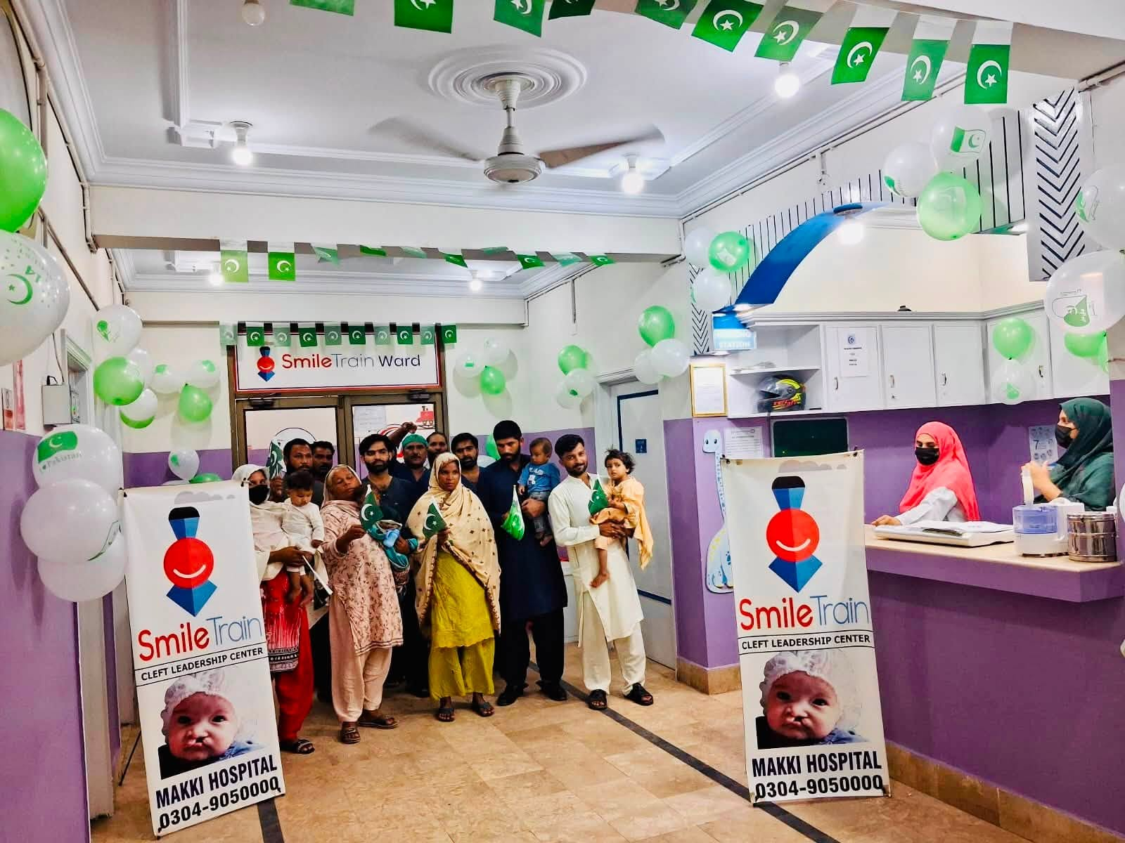 Families and children in the Smile Train ward at Makki Hospital